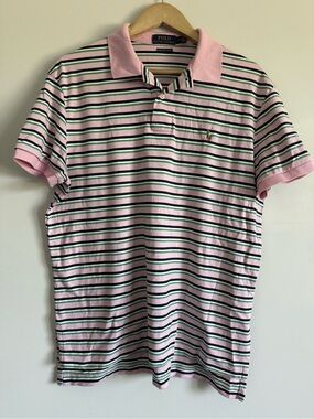 Polo Ralph Lauren Pink Striped PIMA Cotton Polo